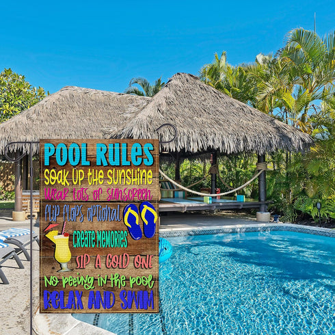 Pool Rules Garden Flag Vertical Double Sided Burlap Spring Summer Yard Outdoor Decor Home Decor (12.5 x 18, Pool Rules)...