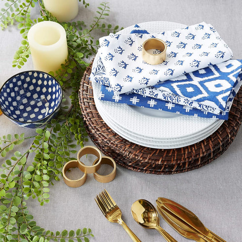 DII 100% Cotton Buffet Napkin Machine Washable, Oversized, Everyday Basic, 18x18, Assorted Indigo...