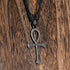 BlueRica Ankh Cross of Life on Adjustable Black Cord Necklace (Old Silver Finish)...