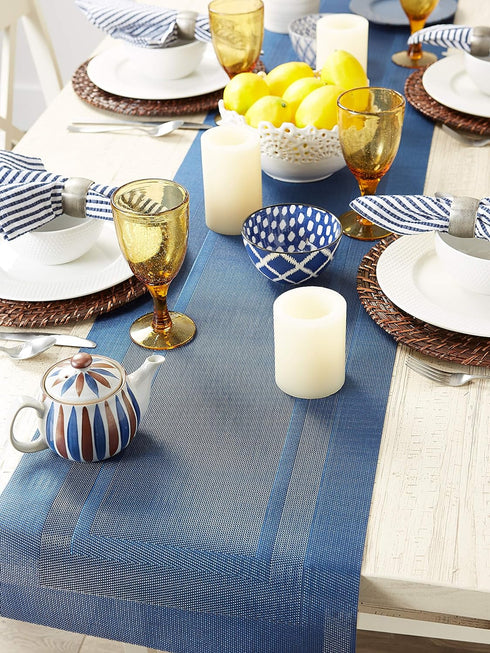 DII PVC Tabletop Collection Woven Indoor/Outdoor, Table Runner, 14x72, Nautical Blue...