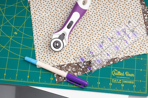 The Quilted Bear Quilting Rulers - Transparent Acrylic Non Slip Quilting, Patchwork & Sewing Ruler with Clear Black Lines & 30, 45 & 60 Degree Ang...