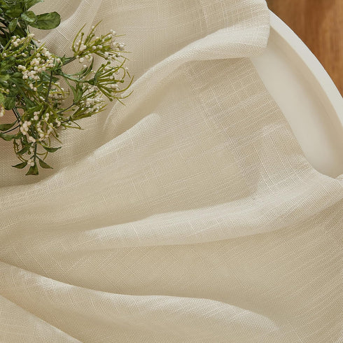 HLC.ME Abbey Faux Linen Textured Semi Sheer Privacy Light Filtering Transparent Window Grommet Floor Length Thick Curtains Drapery Panels for Offi...