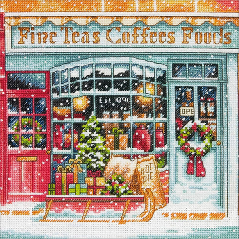 Dimensions Gold Collection Small Counted Cross Stitch Kit, 'Coffee Shoppe', 18 Count White Aida Cloth, 6'' x 6'', Black...
