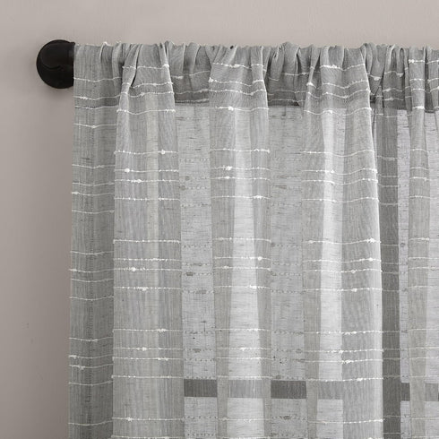 Clean Window Textured Slub Stripe Anti-Dust Allergy/Pet Friendly Sheer Curtain Panel, Gray, 52" W x 63" L (1 Panel)...