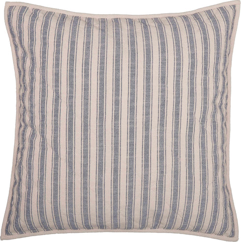 Piper Classics Market Place Blue Ticking Stripe Quilted Euro Sham...