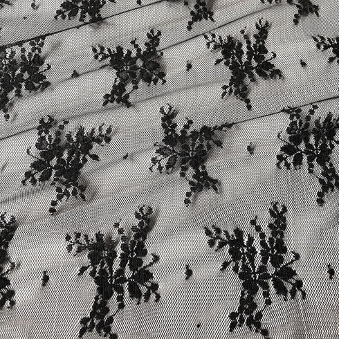 Lace Realm Black Lace Fabric, 60 Inches Fabric Lace for Wedding Dress,Fashion, Crafts, Decorations Lace Trim Fabric 60” Width (A8133 Black, 1 Yard...