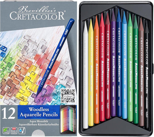 Cretacolor Aqua Monolith Watercolor Pencil Set, 12 Stk, Multicolor...