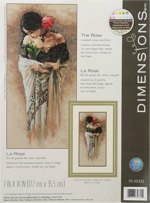 Dimensions Woman with Rose Counted Cross Stitch Kit, 14 Count Beige Aida, 7'' x 14''...