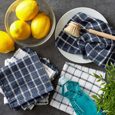DII Basic Terry Collection Windowpane Dishcloth Set, 12x12, Nautical Blue, 6 Piece...