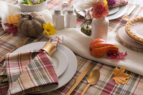 DII Give Thanks Plaid Fall Table Decor, Autumn & Thanksgiving Tabletop Linens, 60x104 Rectangle Tablecloth...
