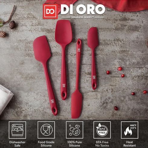 DI ORO Silicone Spatula Set - Rubber Kitchen Spatulas for Baking, Cooking, & Mixing - 600°F Heat-Resistant & BPA Free Silicone Scraper Spatulas fo...