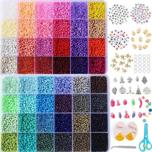 YITOHOP 8800+pcs 4mm 12/0 48 Colors Glass Seed Beads, Charms Bracelet Jewelry Making Beads Kit Gifts for Teen Girls Crafts for Girls Ages 8-12 Bir...