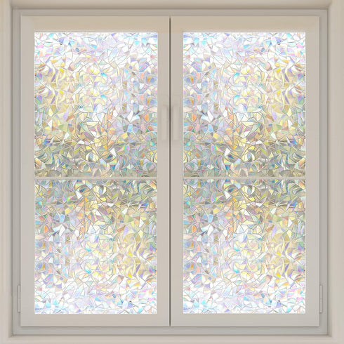 Window Privacy Film Rainbow Window Clings Removable Stained Glass Window Film Static Sun Blocker Heat Control Non Adhesive Living Room Nursery Roo...