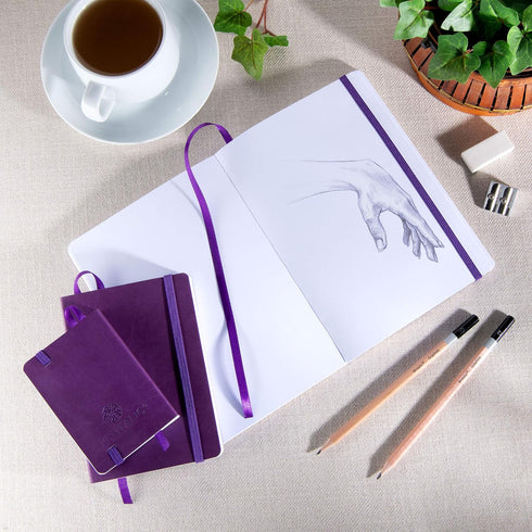 Pentalic 4" x 6" Pocket Sketchbook Traveler Journal, 160 Pages, Purple...