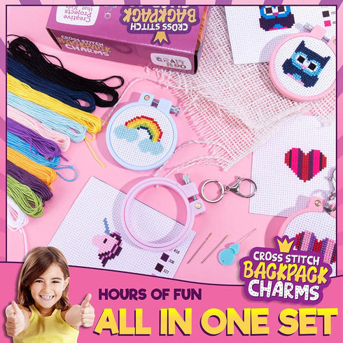 Cross Stitch Kits for Beginners. 5 Stamped Cross Stitch Kits for Kids.Needlepoint Kits for Beginners. Embroidery Kit for Kids. Crossstitch Kit for...