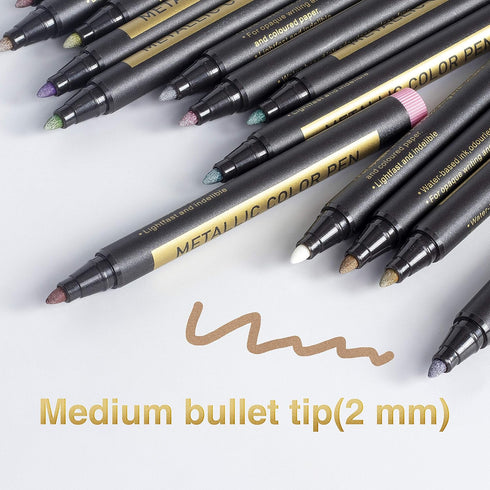JR.WHITE Metallic Paint Markers, 10 Colors for Rock Painting, Black Paper, Scrapbook, Photo Album, DIY Arts & Crafts, Glass, Wood, Card Making...