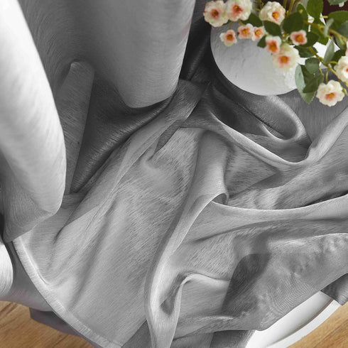 HLC.ME 2 Piece Semi Sheer Voile Light Filtering Window Curtain Grommet Panels for Bedroom, Living Room & Dining Room - Charcoal Grey - 54 W x 72 i...
