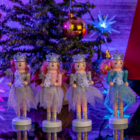 Ornativity Nutcracker Hanging Ornament Figures – Fairy Ballet Girls Dancers Glittered Christmas Mini Wooden Small Ornaments Nutcrackers Xmas Tree ...