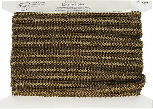 Alice Classic Woven Braid Trim, 1/2-Inch Versatile Trim for Sewing, Washable Decorative Trim for Costumes, Home Decor, Upholstery, 20-Yard Cut, Br...