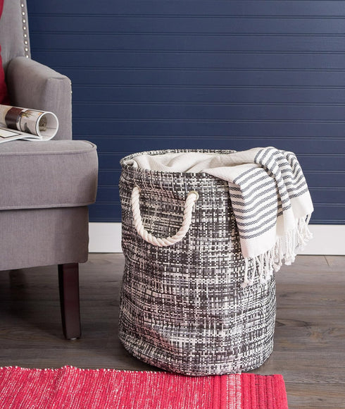 DII, Woven Paper Storage Basket, Collapsible and Convenient, Round, 13.75x13.75x12Tweed Black...
