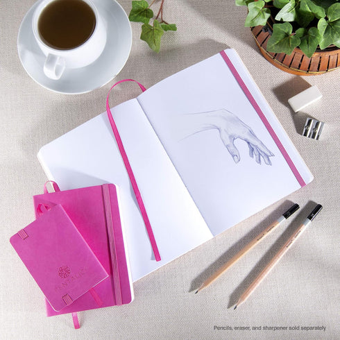 Pentalic 3" x 4" Pocket Sketchbook Traveler Journal, 160 Pages, Bright Pink...