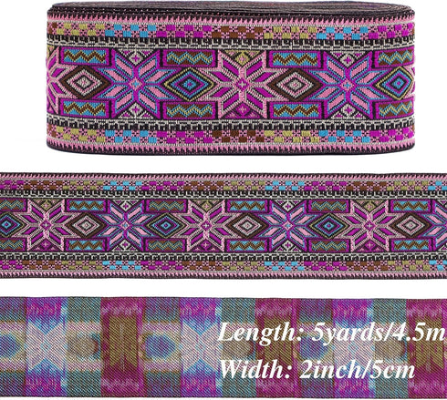 Jacquard Ribbon 5 Yards Embroidered Woven Trim for Sewing DIY Crafts, Clothing Accessories Decoration...