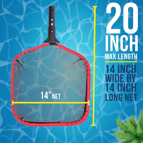 U.S. Pool Supply Professional 14" Swimming Pool Leaf Skimmer Net, Heavy Duty - Strong Reinforced Aluminum Frame for Faster Cleaning & Easier Debri...