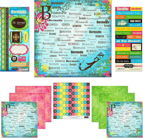 Scrapbook Customs Themed Paper and Stickers Scrapbook Kit, Bermuda Paradise...