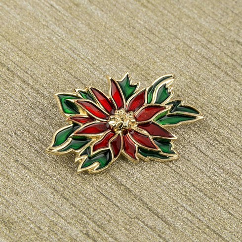 LUX ACCESSORIES Holiday Festive Christmas Xmas Floral Holly Brooch Pin...