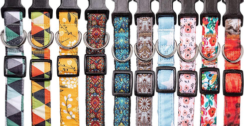 Dog Collars for Small Medium & Large Dogs - Female and Male dogs Patterns on Long Lasting, Adjustable, Strong and Durable Collars for Dogs Stockin...