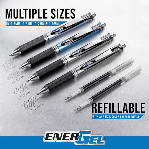 EnerGel RTX Retractable Liquid Gel Pen, 0.7mm, Journaling Hue, Red, Pink and Coral Ink, Pack of 3 Pens (BL77RBJBP3M)...