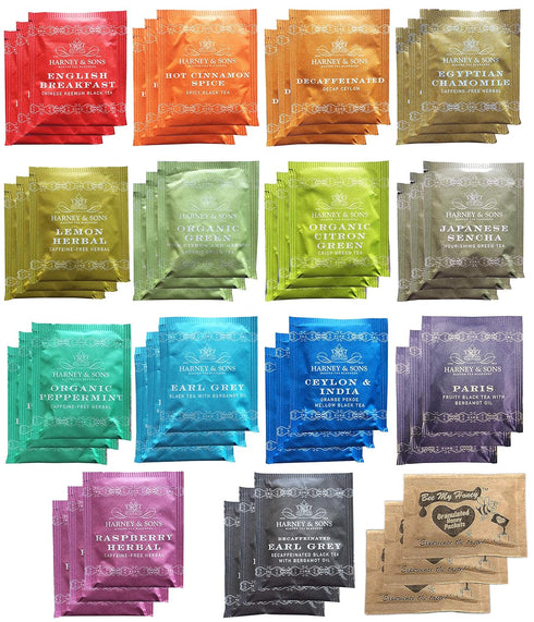 Harney & Sons Assorted Tea Bag Sampler Bundle 42 Count With Honey Crystal Packs Great for Birthday, Hostess and Co-worker Gifts, Tea Set Gifts, Te...