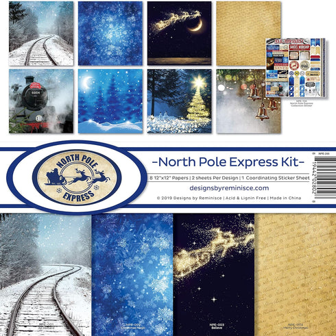 Reminisce (REMBC) North Pole Express Scrapbook Collection Kit, Multi Color Palette, 12x12 inches...