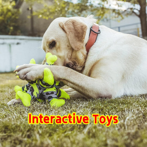 Dog Chew Squeaky Toys, Dog Teeth Cleaning Toy, Tug of War, Stuffed Jack Bone Toy with Squeakers, Durable Interactive Toy for Small Medium Large Do...