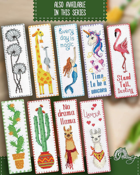 Povitrulya Counted Cross Stitch Kits for Adults or Kids “Cactus“ | Funny Hand Embroidery DIY Bookmark Kit...