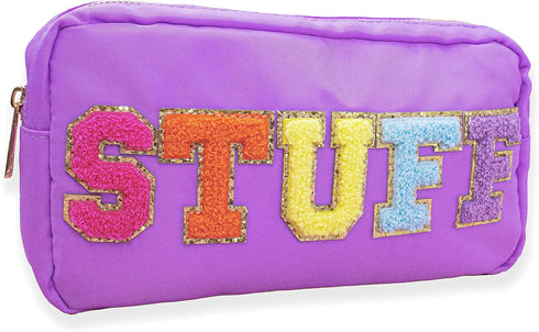 Fablinks Pink Nylon Cosmetic Bag with Chenille Letter Patches...