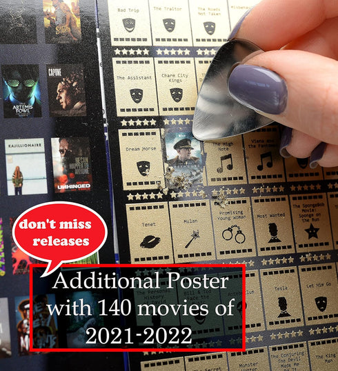 MyMap 350 Movies Scratch Off Movie Poster Cinematic Bucket List Film Map Scratch Movie Poster XXI Century for Cinema Lovers, Birthday Anniversary ...
