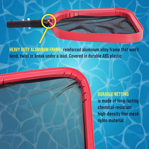 U.S. Pool Supply Professional Heavy Duty Large 14" Swimming Pool Leaf Skimmer Net - Strong Aluminum Frame for Faster Cleaning & Easier Debris Pick...