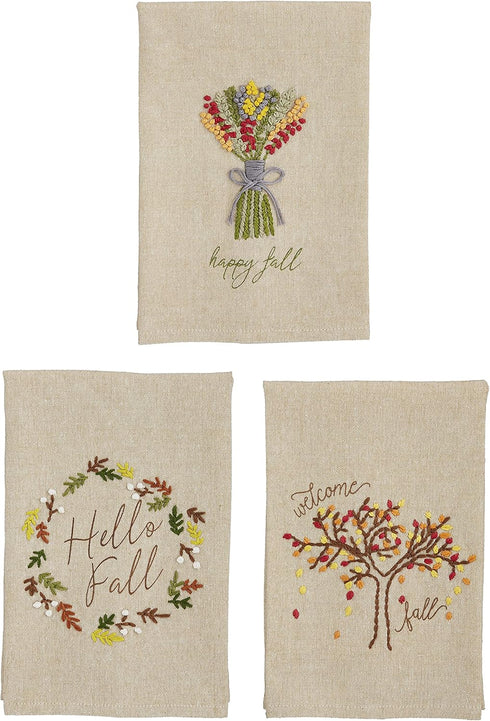 Mud Pie French Knot Fall Tea Towel, Happy Fall, 21" x 14"...