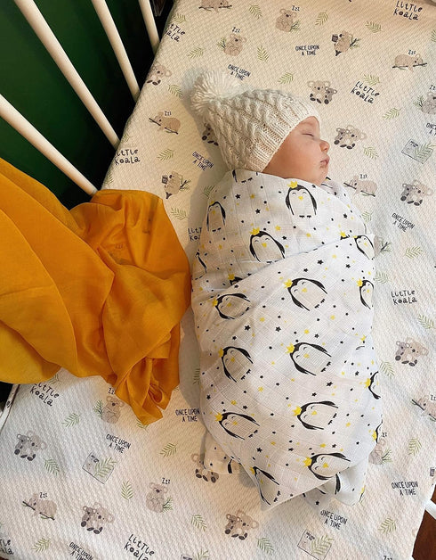 Baby Muslin Swaddle Blankets Unisex 100% Cotton Ultra Soft, Multipurpose, Baby Swaddle Blanket for Boys and Girls, 43 X 43 inch 1 Pack/Penguin...