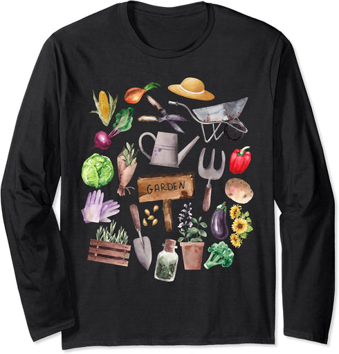 Botanical Gardener Landscaper Veggie Garden Gardening Tools Long Sleeve T-Shirt...
