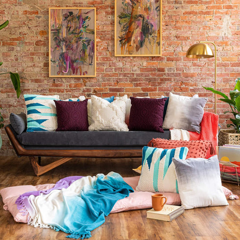 Refinery29 | Riley Collection | Premium Cotton Textured Throw Blanket, Modern Design for Luxury Home Décor (50 x 70, Purple)...