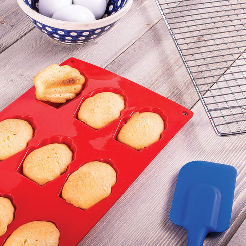 Mrs. Anderson's Baking Silicone 9-Cup Madeleine Cookie Pan, Non-Stick European-Grade Silicone...