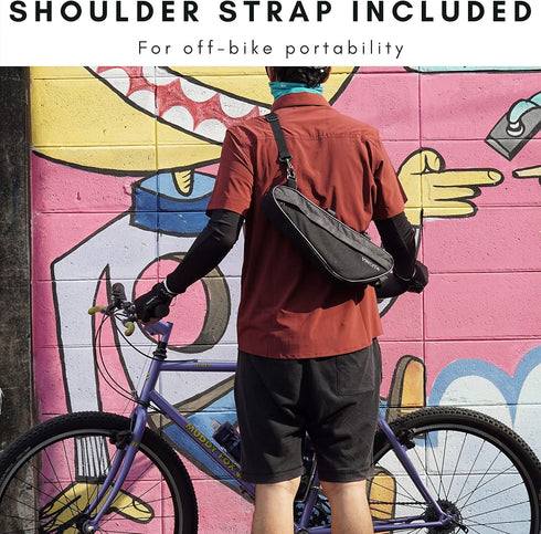 Vincita Bike Frame Bag - Black Bicycle Triangle Storage Bag with Shoulder Strap Under Top Tube for Road Bike Mountain Bike Cycling and Big Zipper ...