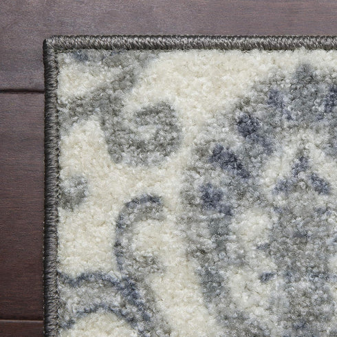 Maples Rugs Blooming Damask Area Rugs - Made in USA – Washable, Non Slip Indoor Carpet for Entryway, Foyer, Kitchen, and Bathroom, 1'8 x 2'10, Gre...