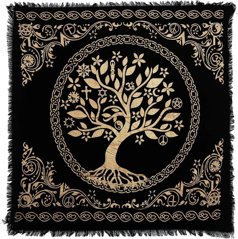 Indian Consigners Altar Cloth Alter Tarot Witchery Square 18" Celtic Tree of Life Wica Spread Decor...