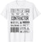 Contractor Job Description Tools Funny Sarcastic T-Shirt...