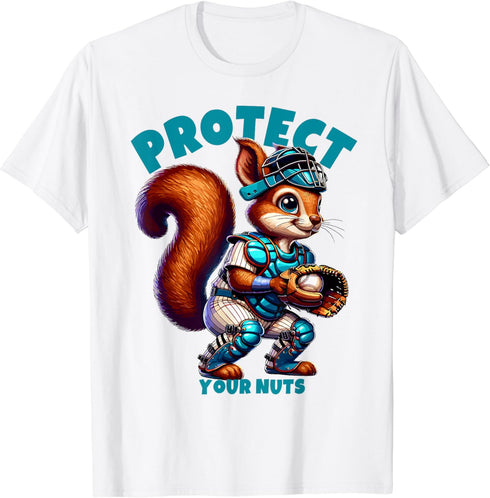 Squirrel Catcher Protect Your Nuts, Funny Baseball T-Shirt...