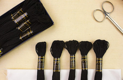 12 Pieces Black Colour Premium Embroidery Thread | 100% Egyptian Cotton Premium Skeins | Cross Stitch Embroidery Floss | Oeko TEX Certified Strand...