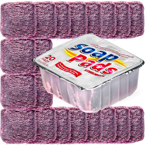 SteadMax 20 Steel Wool Soap Pads, Pre-Soaped Metal Scouring Pads for Easy Cleaning of Pots, Pans, Ovens and Dishes (20 Pack)...
